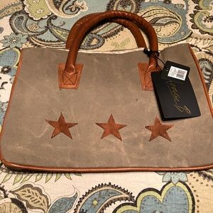 Small canvas and leather purse